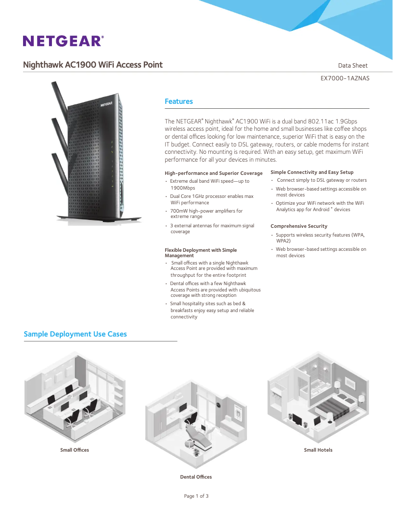 Página 1 del manual Ficha técnica Netgear Nighthawk EX7000